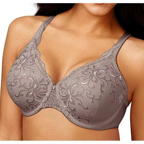 Playtex Secrets Love My Lift Underwire Bra 44DD Foam Cup Lace Gray Side Smooth - Picture 1 of 7